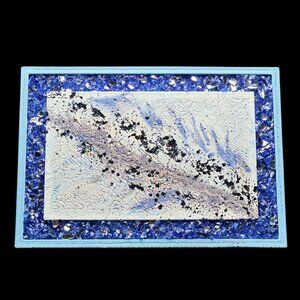 Blue Eco Resin Vanity Tray with Glass Border | Trinket Tray | Candle Tray